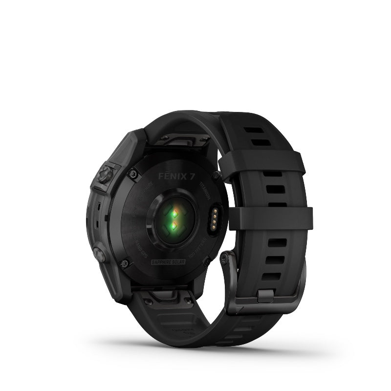 Garmin Fenix 7 Sapphire Solar Edition, Black DLC Titanium Smartwatch with Black Band