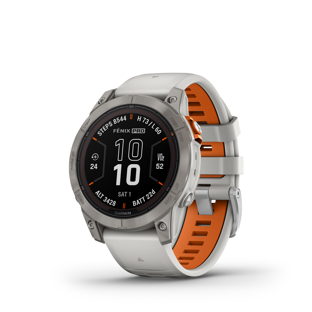 Garmin fenix 7 Pro Sapphire Solar Edition, Titanium with Fog Gray/Ember Orange Band 47 mm Smartwatch