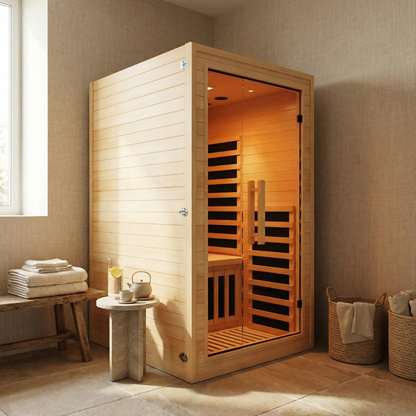 Premium Infrared Sauna with Chromotherapy Lighting and Canadian Hemlock Construction