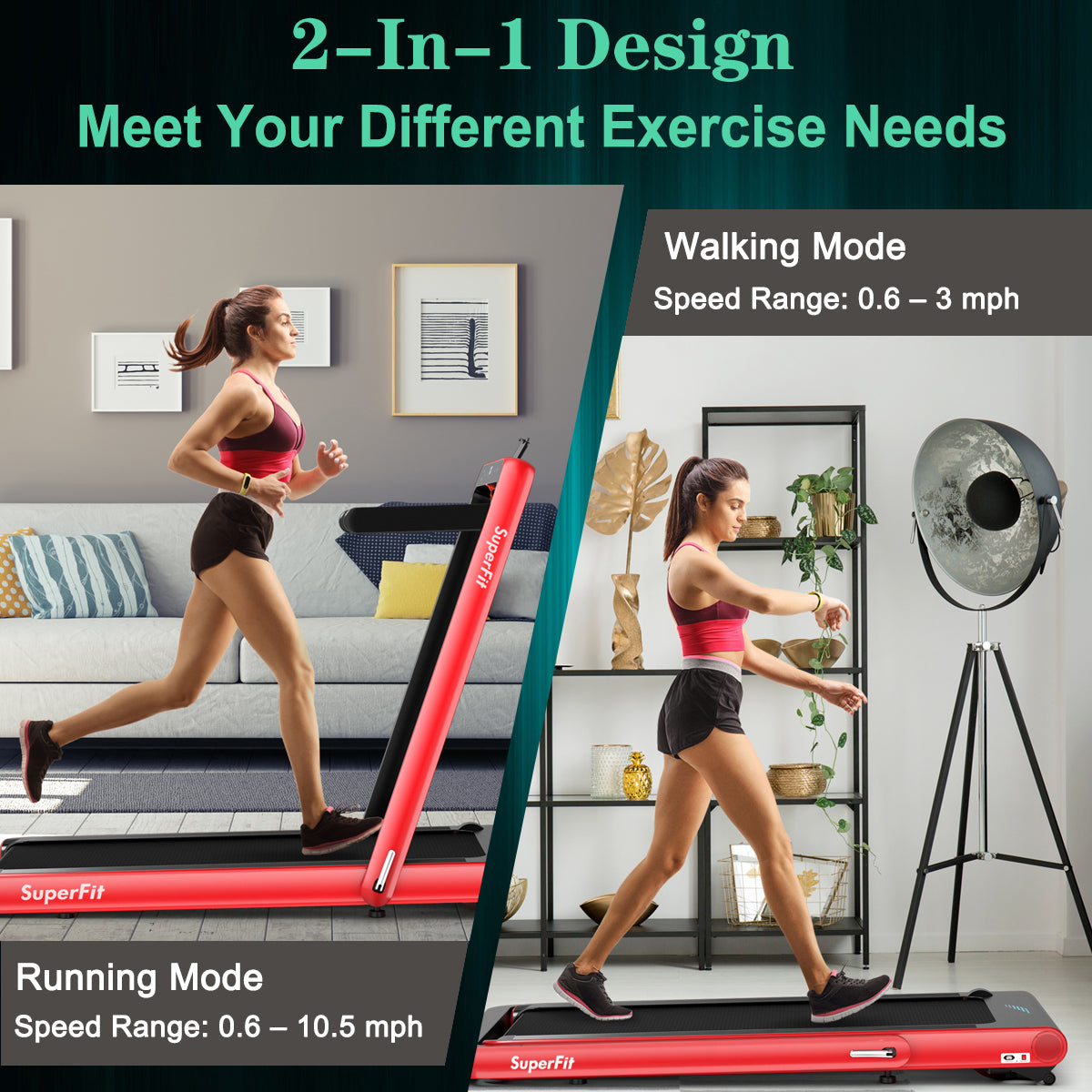 Direct Deals 4.75HP 2 In 1 Folding Treadmill with Remote APP Control