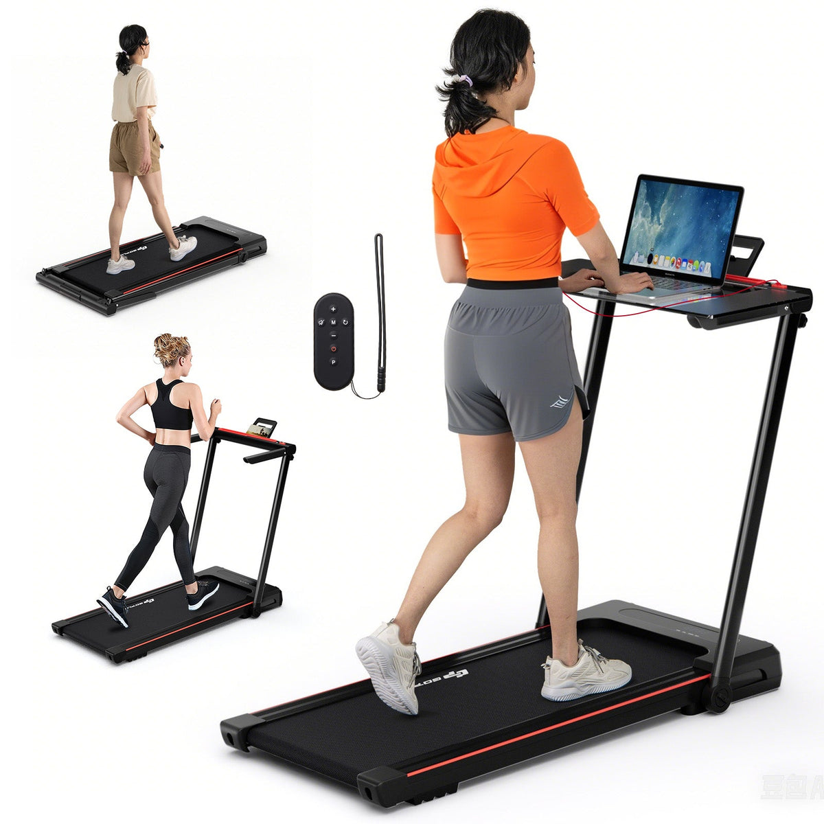 Direct Deals 3-in-1 Folding Treadmill with Large Desk and LCD Display