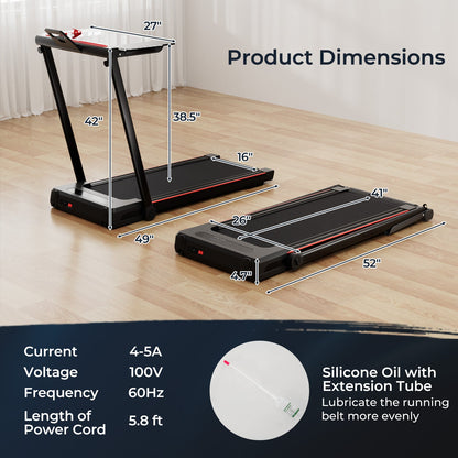 Direct Deals 3-in-1 Folding Treadmill with Large Desk and LCD Display
