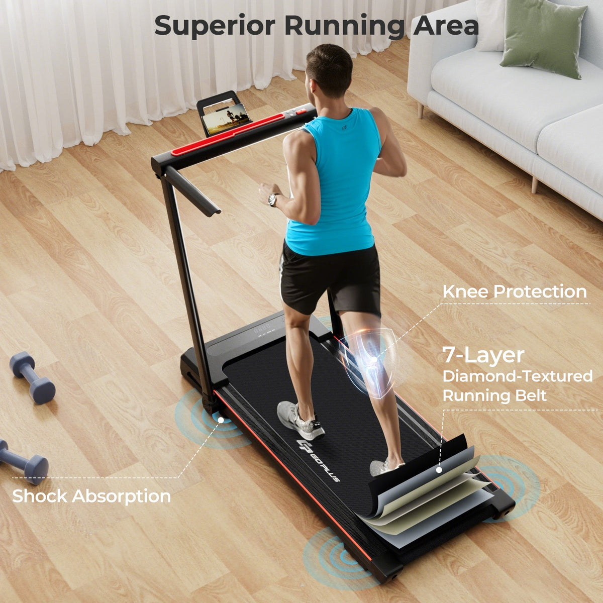 Direct Deals 3-in-1 Folding Treadmill with Large Desk and LCD Display