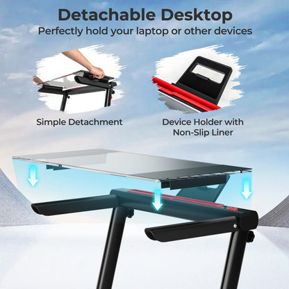 Direct Deals 3-in-1 Folding Treadmill with Large Desk and LCD Display