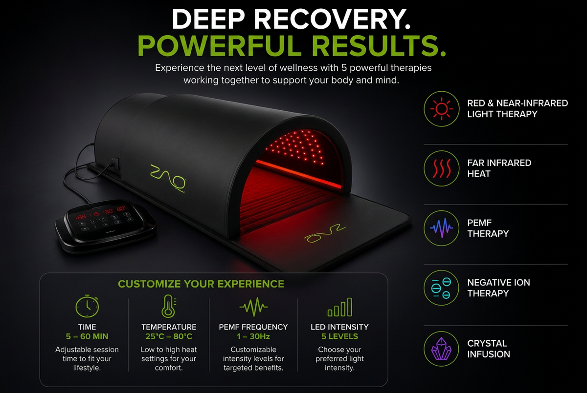 ZAQ ZUNA Pro Far Infrared PEMF, Infrared, Red Light Sauna Dome – Full-Body Wellness